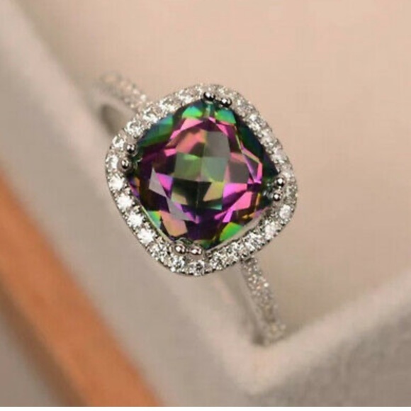 NEW 925 Sterling Silver  Colorful Stone Ring - Picture 2 of 3